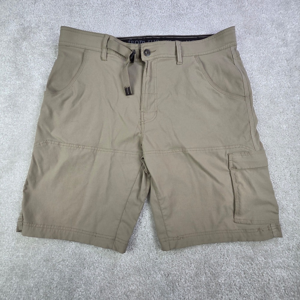 Prana Zion Men 36 Tan Cargo Hiking Shorts Stretch 10L Inseam